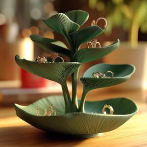 Botanical Jewelry Holder | Leaf Ring Dish | 3D Printed Earring Stand