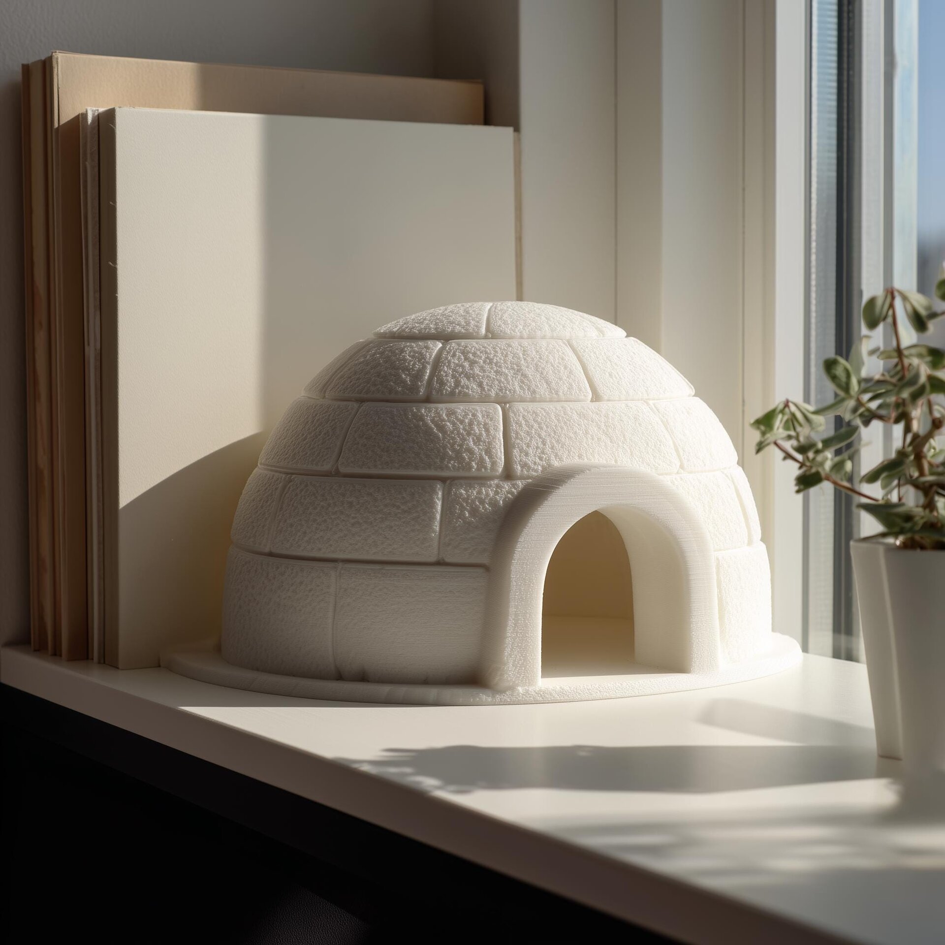 Cute Igloo Shelf Decor | 3D Printed Arctic Dome Display Accent for Modern Desk Setup, Cozy Bookshelf Styling and Nordic Home