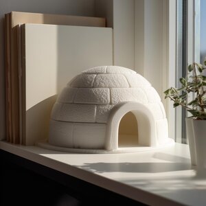 Cute Igloo Shelf Decor | 3D Printed Arctic Dome Display Accent for Modern Desk Setup, Cozy Bookshelf Styling and Nordic Home