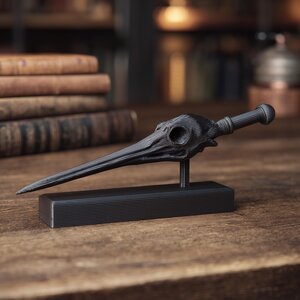 Raven Skull Magic Wand with Stand | 3D Printed Fantasy Wizard Wand Prop for Cosplay | Gothic Collector Display Accessory for Adult Fans