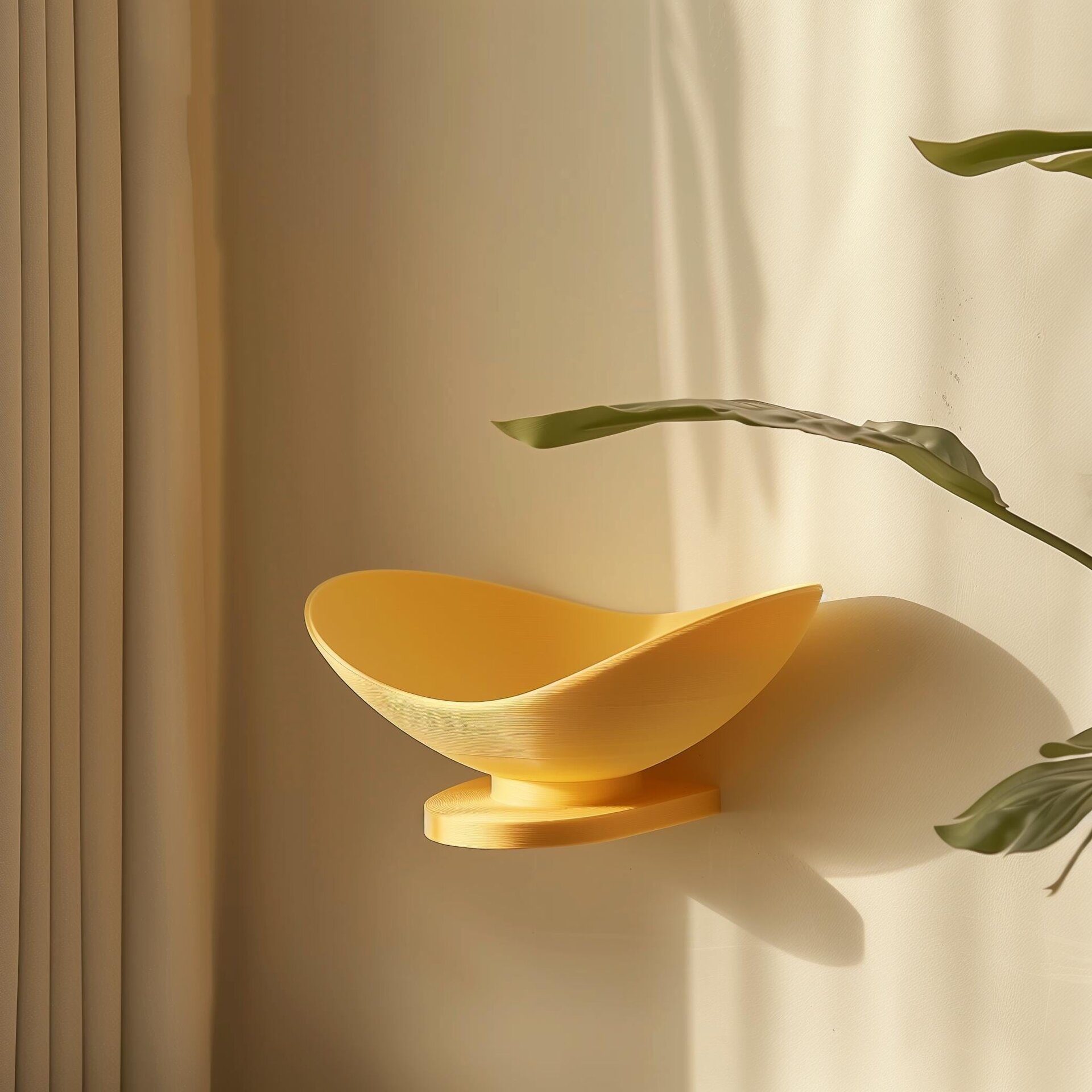 3D Printed Bowl Wall Shelf | Modern Sculptural Floating Shelf | Minimalist Wall Decor Accent for Contemporary Home Interiors and Offices