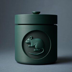 Mouse Pet Ashes Urn | 3D Printed Minimal Cremation Keepsake Jar with Mouse Medallion | Modern Memorial Decor, Sympathy Gift, Remembrance