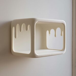 3D Printed Dripping Cube Wall Shelf | Minimal Melted Frame Floating Shelf | Modern Kawaii Wall Decor Accent for Bedroom and Home Office