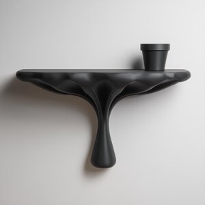 Modern Sculptural Wall Shelf Decor | 3D Printed Organic Minimal Shelf | Dark Contemporary Accent Shelf for Clean and Elegant Interiors