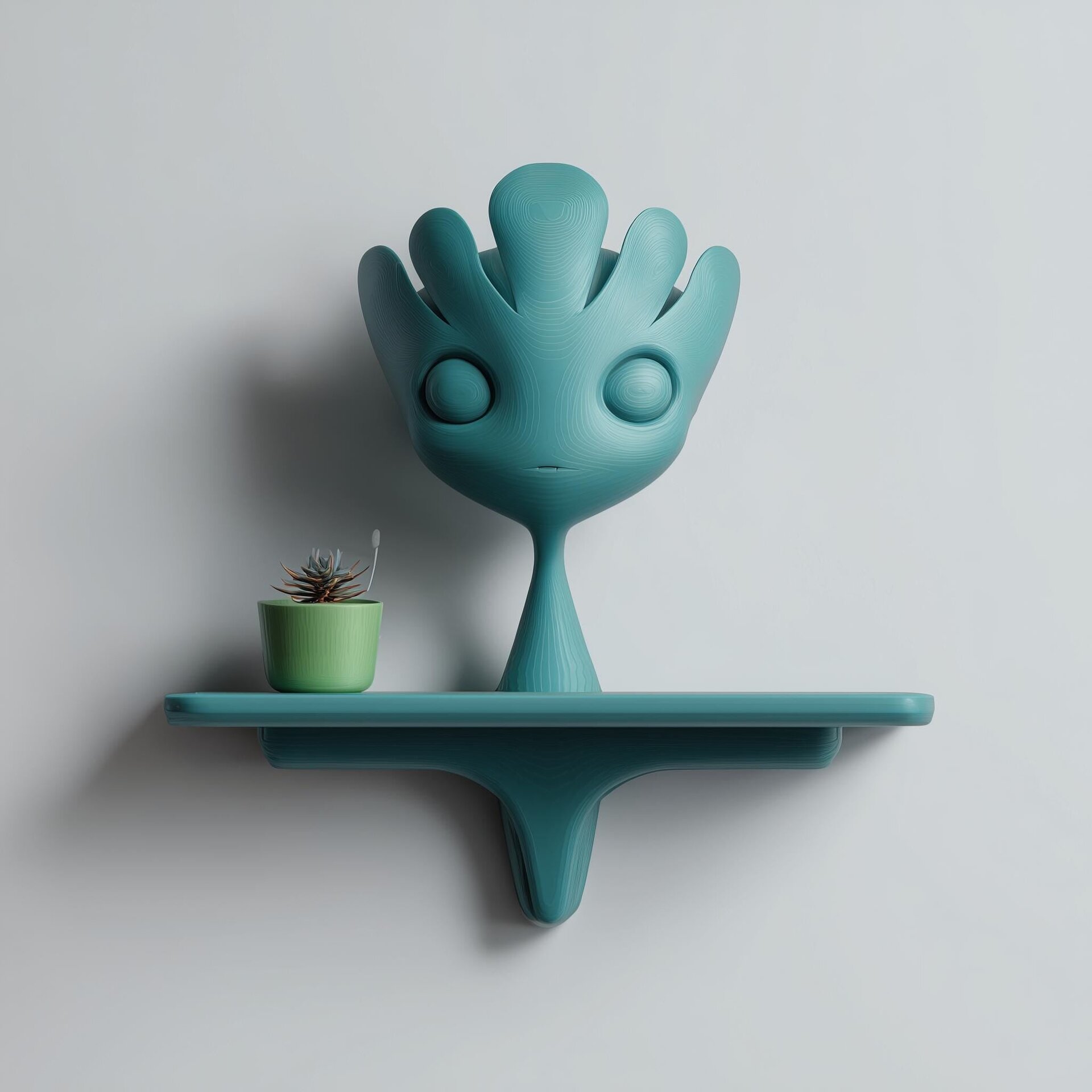 Playful Fantasy Character Wall Shelf Decor | 3D Printed Sculptural Cute Creature Shelf | Modern Kawaii Accent for Soft Minimal Interiors