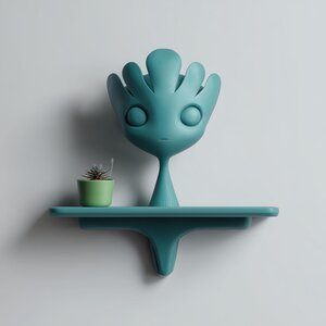 Playful Fantasy Character Wall Shelf Decor | 3D Printed Sculptural Cute Creature Shelf | Modern Kawaii Accent for Soft Minimal Interiors