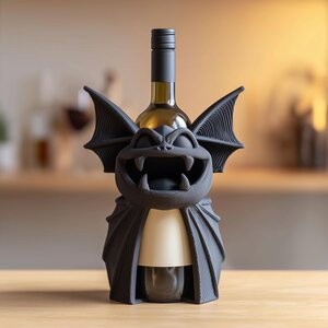 Bat Monster Wine Bottle Holder for Standard Bottles | 3D Printed Gothic Creature Wine Rack Display for Kitchen Bar Shelf Decor Accent Piece