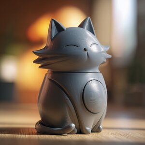Cat Memorial Urn with Lid | 3D Printed Pet Ashes Keepsake Container for Cat Remembrance Shelf Decor Tribute Gift Display Piece