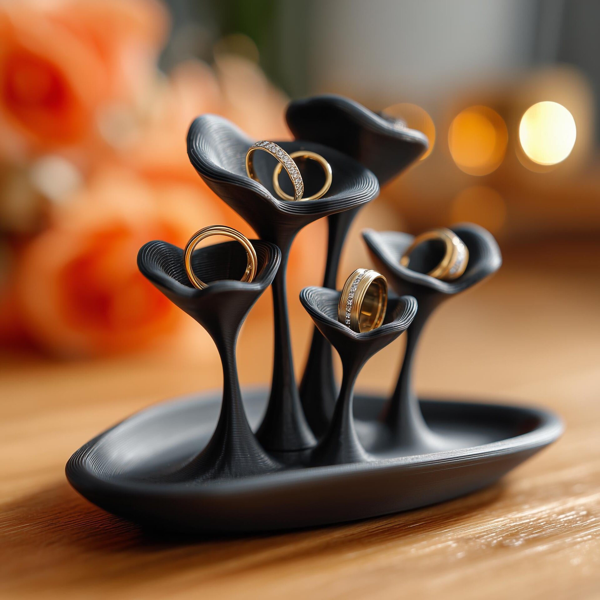 3D Printed Jewelry Holder | Mushroom Ring Dish | Modern Ring Stand Organizer