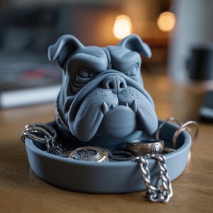 Bulldog Jewelry Organizer | Dog Ring Holder | 3D Printed Mens Watch Tray