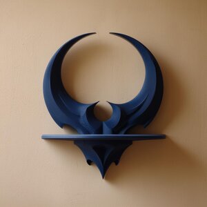 Dark Fantasy Horned Crescent Wall Shelf | 3D Printed Gothic Floating Display Ledge | Sculptural Wall Decor for Crystals, Plants, Figures