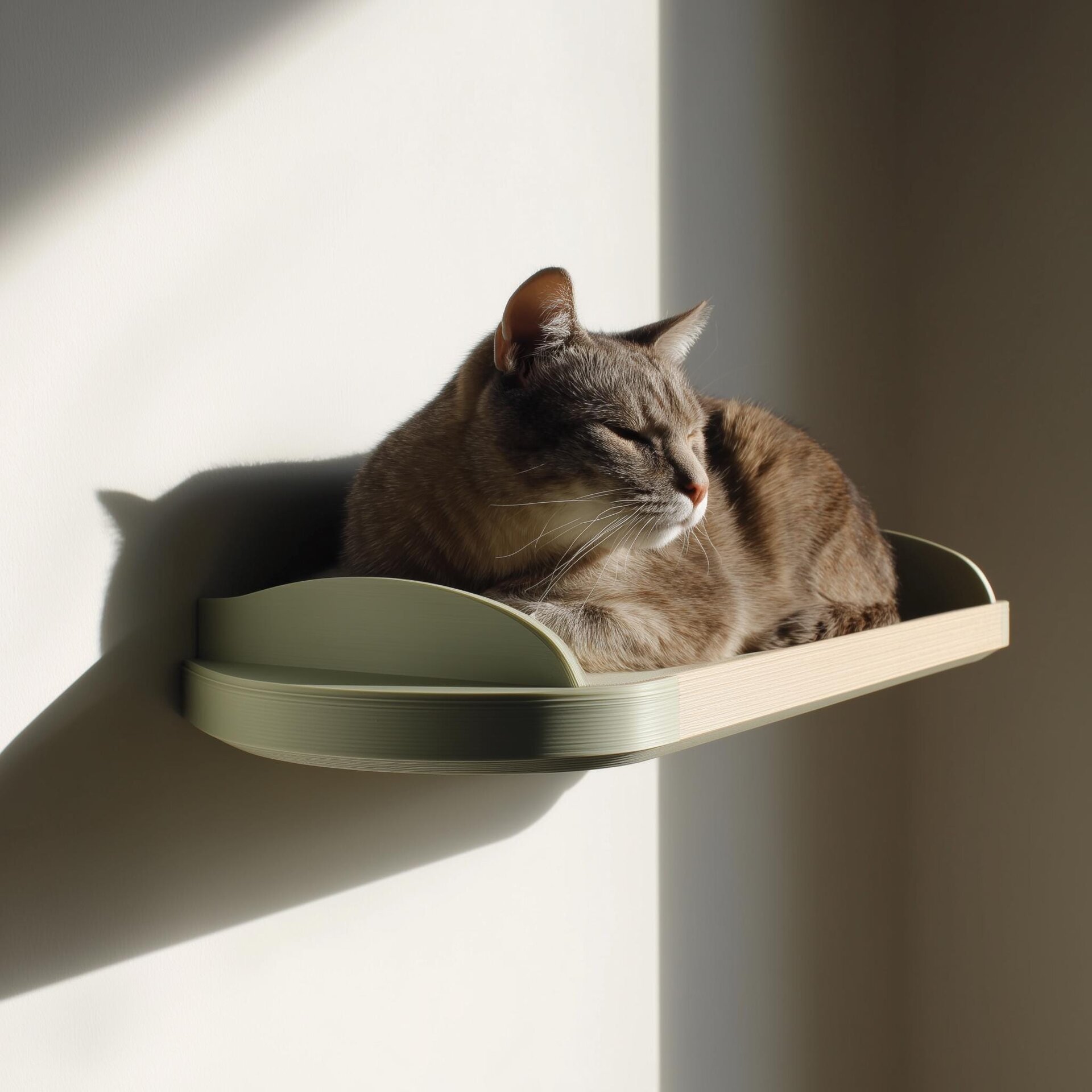 Wall Mounted Cat Shelf Bed | 3D Printed Minimalist Wall Perch for Cats | Modern Floating Cat Furniture Shelf for Rest and Relaxation