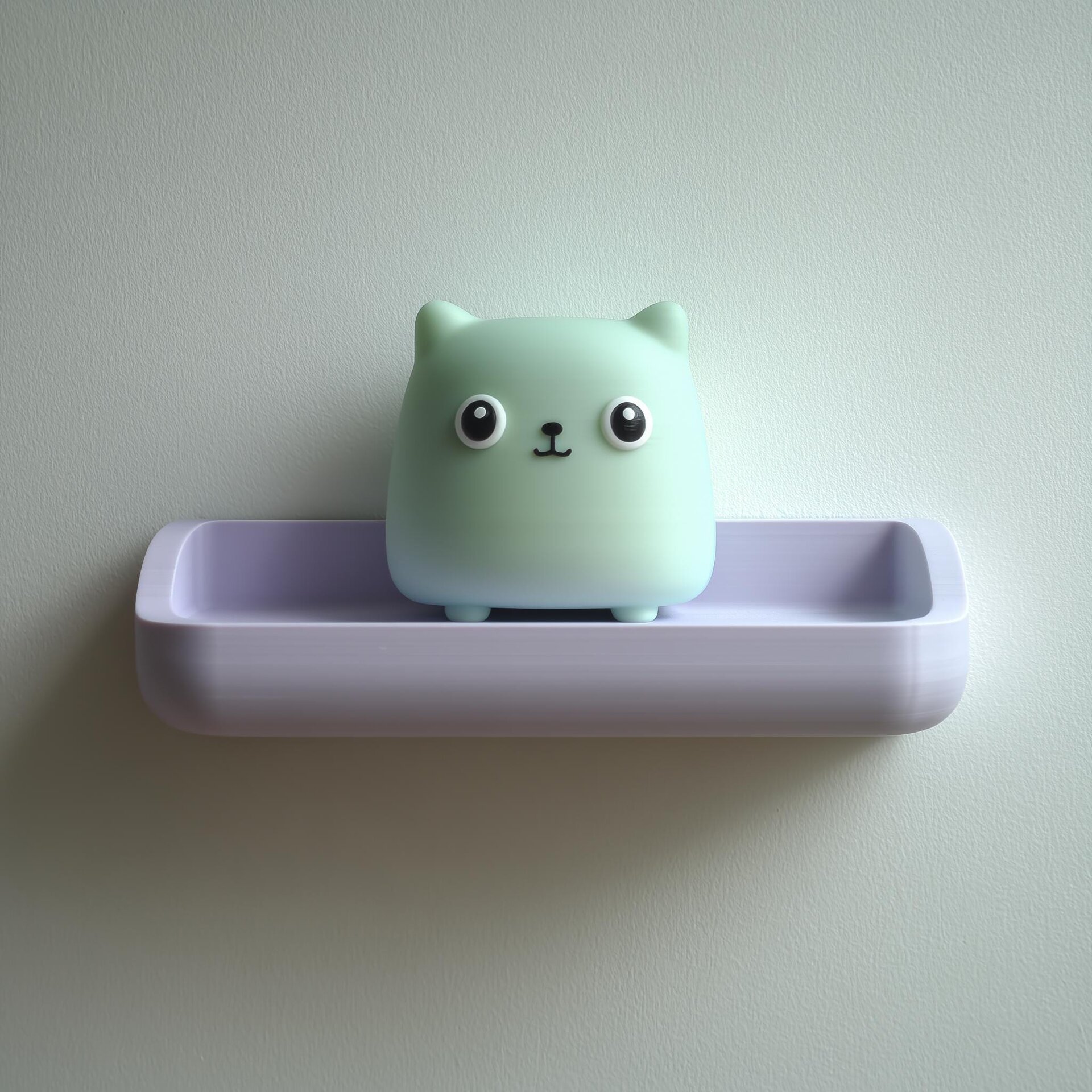 3D Printed Cat Wall Shelf | Minimal Cube Character Floating Ledge | Cute Modern Room Decor Accent for Kids Rooms and Cozy Home Interiors