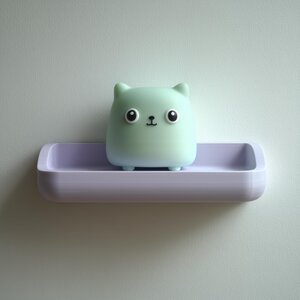 3D Printed Cat Wall Shelf | Minimal Cube Character Floating Ledge | Cute Modern Room Decor Accent for Kids Rooms and Cozy Home Interiors