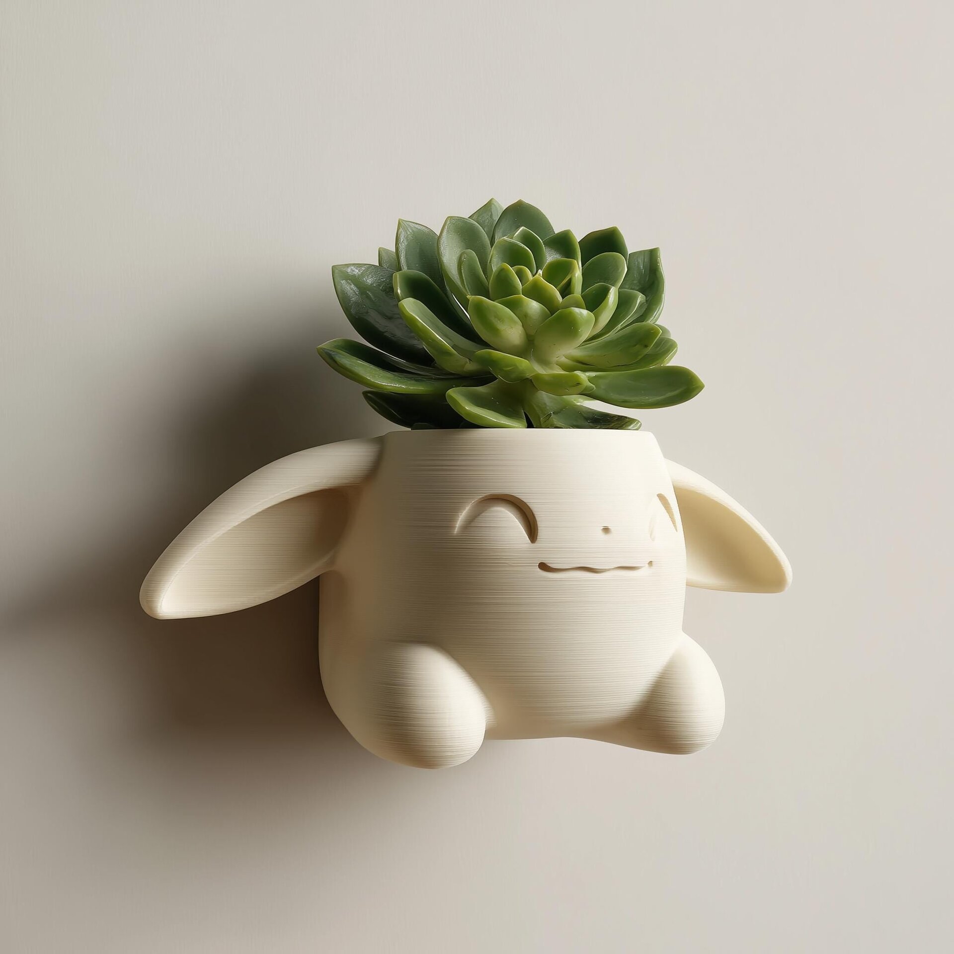 Cute Fantasy Bunny Wall Planter | 3D Printed Kawaii Animal Hanging Pot | Playful Wall Shelf Decor for Nursery and Modern Interiors