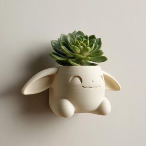 Cute Fantasy Bunny Wall Planter | 3D Printed Kawaii Animal Hanging Pot | Playful Wall Shelf Decor for Nursery and Modern Interiors