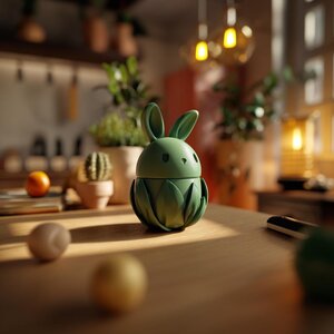 Bunny Memorial Urn with Lid and Floral Base | 3D Printed Pet Ashes Keepsake Container for Shelf Decor and Remembrance Display