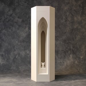 Cat Memorial Urn Tower | 3D Printed Architectural Gothic Arch Keepsake for Pet Ashes | Modern Minimal Remembrance Decor, Sympathy Gift Home