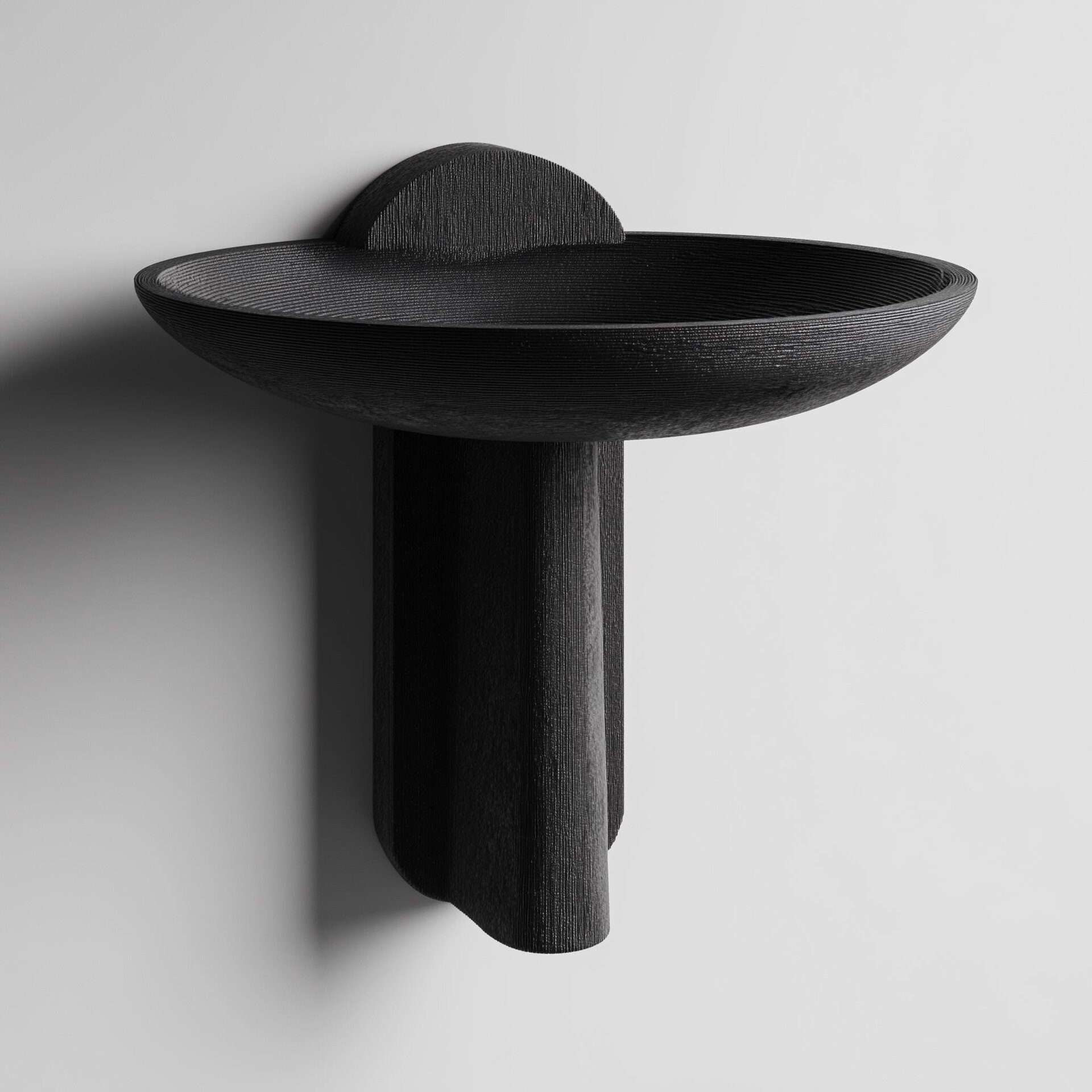 Modern Bowl Wall Shelf | 3D Printed Minimal Floating Catchall Tray | Sculptural Wall Decor for Entryway Keys, Jewelry, Crystals, Plants, Art