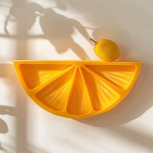 3D Printed Citrus Wall Shelf | Modern Fruit Inspired Floating Shelf Design | Unique Playful Home Decor