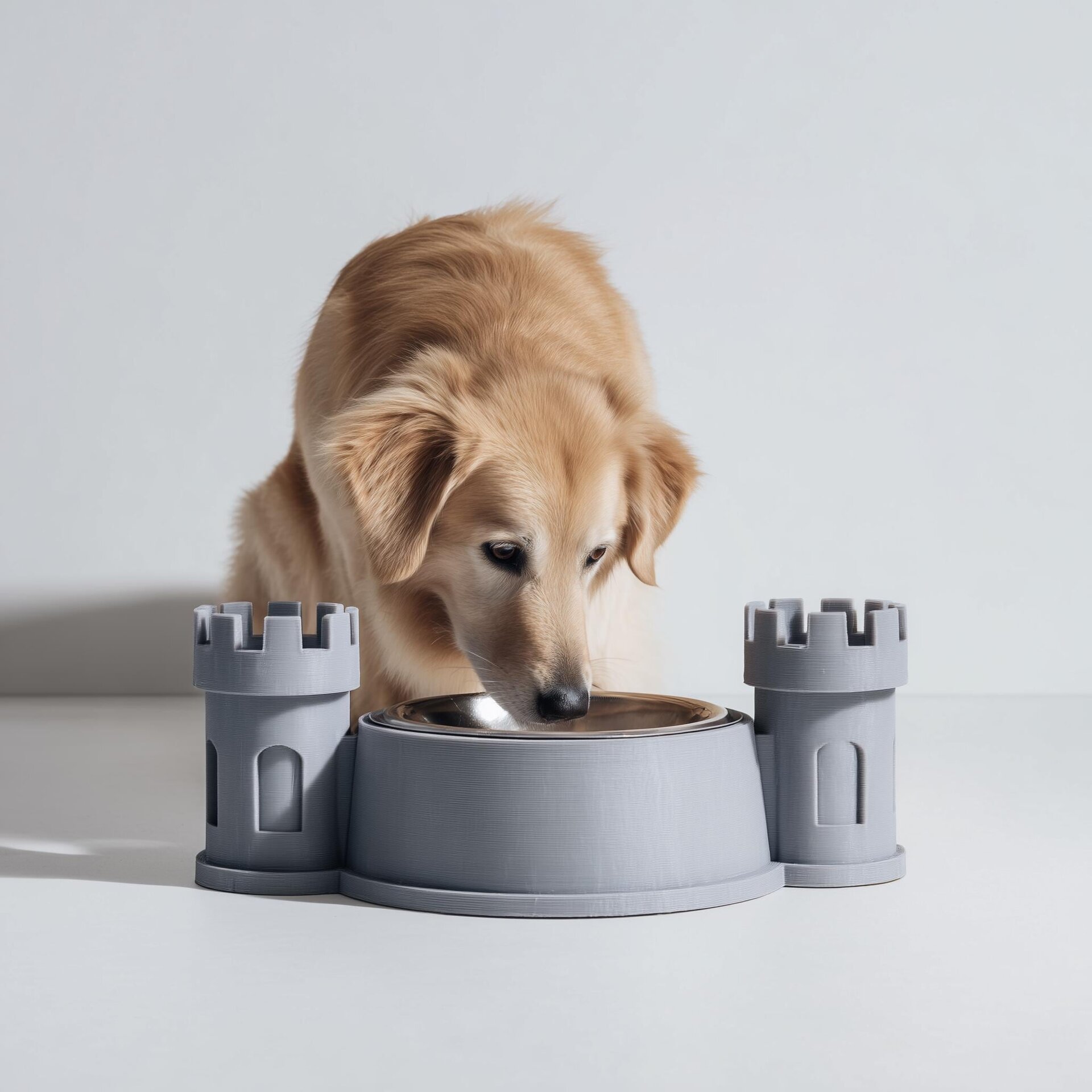 Castle Pet Bowl Holder Stand | 3D Printed Fantasy Turret Feeder Frame for Cats & Dogs | Raised Feeding Station Home Decor, Medieval Pet Gift