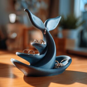 Whale Jewelry Holder | 3D Printed Ring Dish | Ocean Ring Stand Organizer