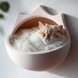 Crown Shaped Wall Mounted Cat Bed | 3D Printed Floating Cat Cave Shelf | Modern Minimalist Cat Furniture for Stylish Cozy Interiors