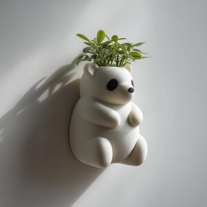 Cute Panda Wall Planter Pot | 3D Printed Animal Hanging Planter | Kawaii Wall Shelf Decor for Nursery, Kids Room and Modern Interiors