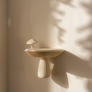 3D Printed Mushroom Wall Shelf | Modern Nature Inspired Floating Shelf | Unique Organic Home Decor