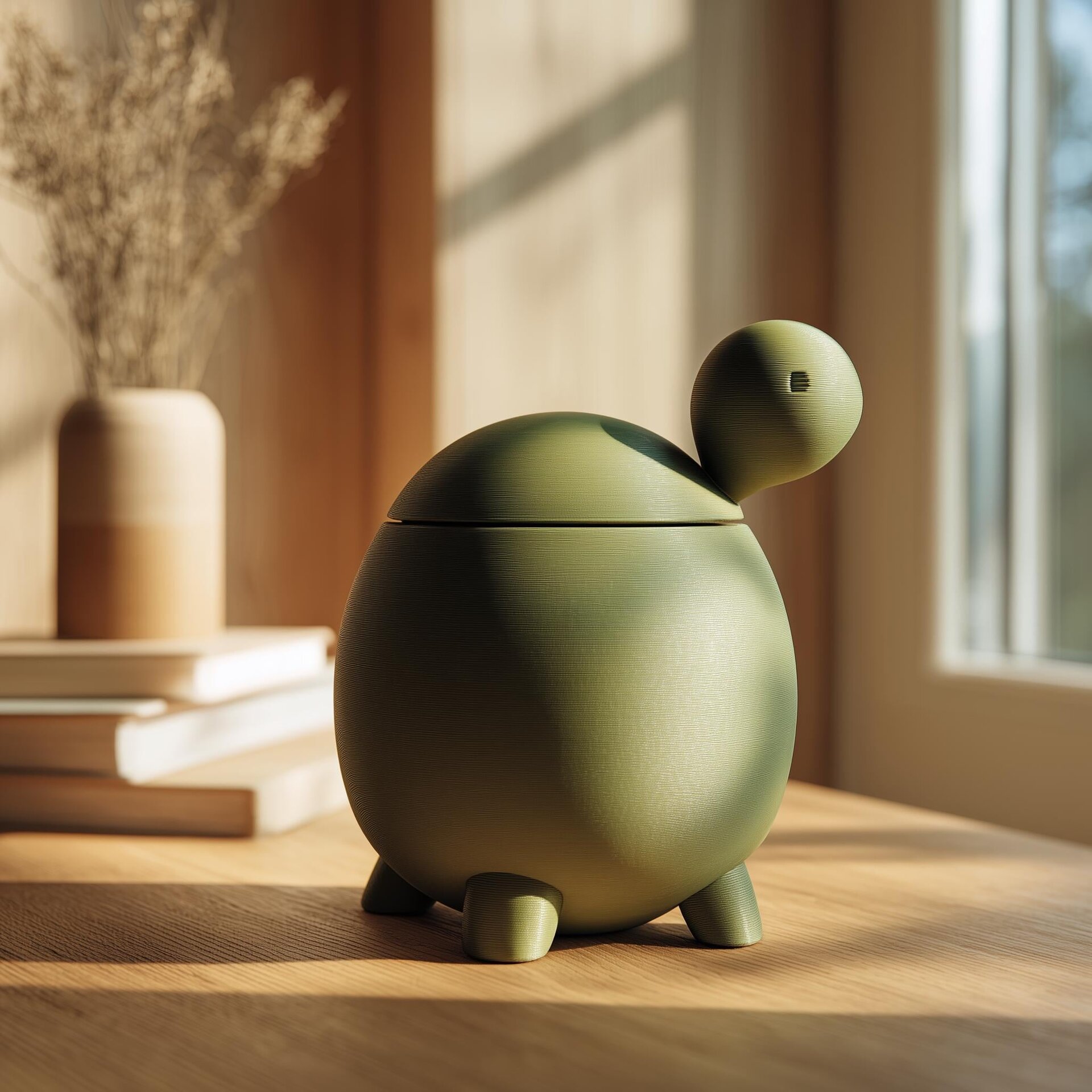 Turtle Pet Ashes Urn | 3D Printed Modern Memorial Keepsake for Any Pet | Green Minimal Home Decor Cremation Keepsake, Sympathy Gift,Pet Loss