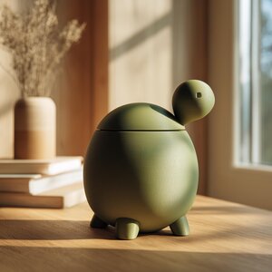 Turtle Pet Ashes Urn | 3D Printed Modern Memorial Keepsake for Any Pet | Green Minimal Home Decor Cremation Keepsake, Sympathy Gift,Pet Loss