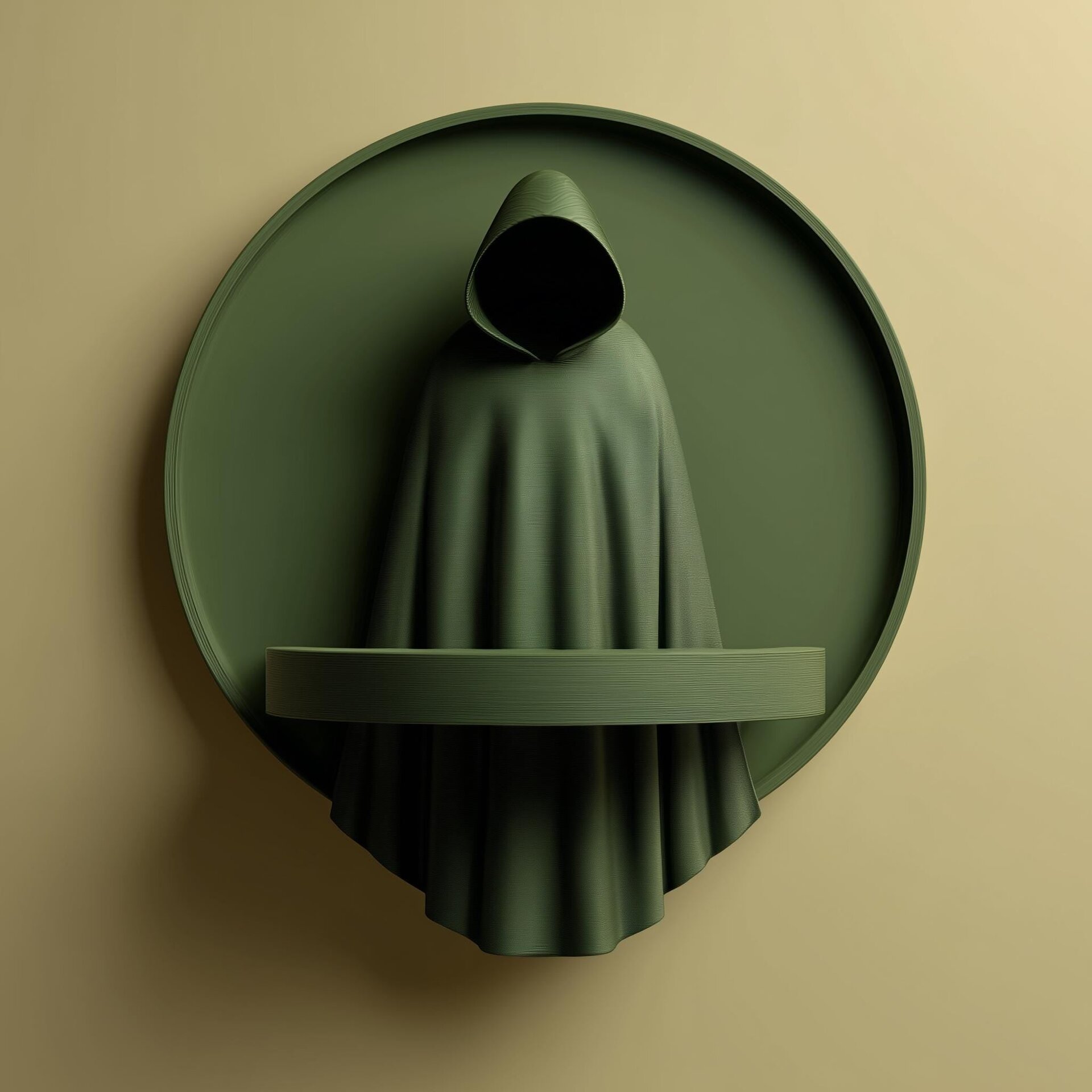3D Printed Wall Mounted Hooded Figure Shelf | 3D Printed Sculptural Wall Decor Shelf |Minimalist Dark Fantasy Art Shelf for Modern Interiors