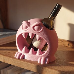 Monster Wine Bottle Holder | 3D Printed Funny Creature Wine Rack Display for Standard Bottles | Fantasy Bar Shelf Decor
