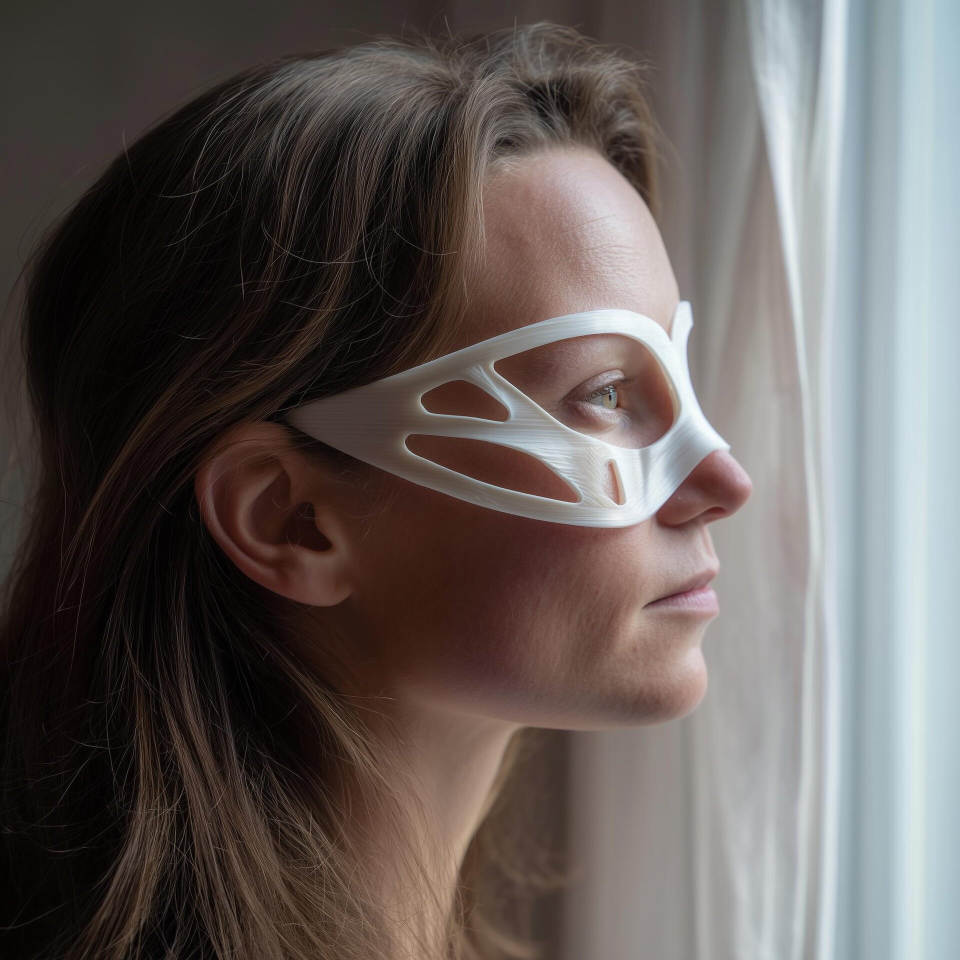 Minimal Contour Eye Mask | 3D Printed Futuristic Side Profile Visor with Cutout Panels | Cosplay Costume Accessory, Festival Wearable Art