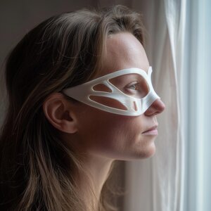 Minimal Contour Eye Mask | 3D Printed Futuristic Side Profile Visor with Cutout Panels | Cosplay Costume Accessory, Festival Wearable Art