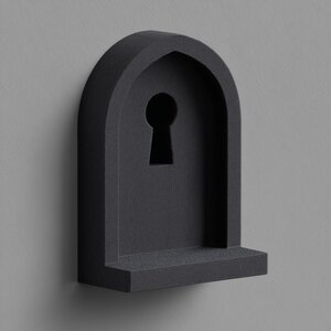 Wall Mounted Keyhole Shelf | 3D Printed Sculptural Wall Decor Shelf | Minimalist Dark Fantasy Niche Shelf for Modern Gothic Interiors