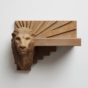 3D Printed Lion Head Wall Shelf | Zodiac Leo Floating Ledge | Art Deco Animal Decor for Astrology Lovers, Modern Interiors and Walls