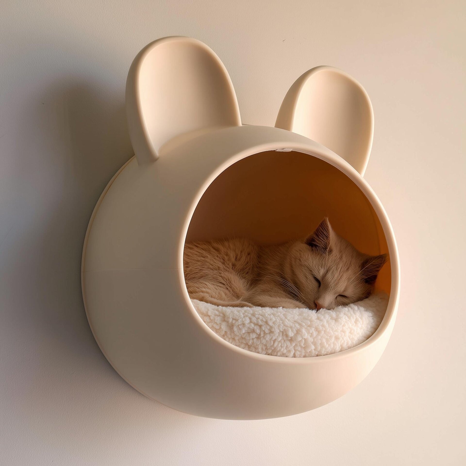 Kawaii Bunny Wall Mounted Cat Bed | 3D Printed Floating Cat Cave Shelf | Minimalist Modern Cat Furniture for Cozy Stylish Interiors