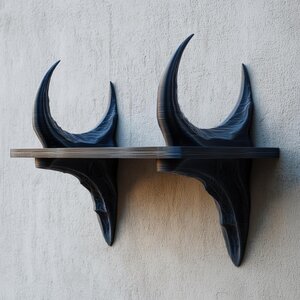 3D Printed Dragon Horn Wall Shelf | Dark Fantasy Floating Ledge | Mythical Creature Decor for Gothic Interiors, Gaming Rooms and Walls