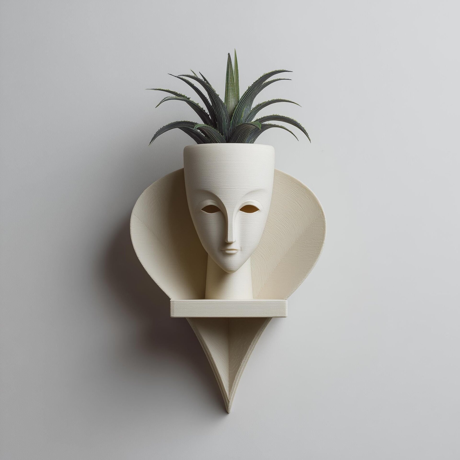 Wall Mounted Face Planter Shelf | 3D Printed Sculptural Wall Decor with Integrated Pot | Minimalist Artistic Wall Shelf for Modern Interiors