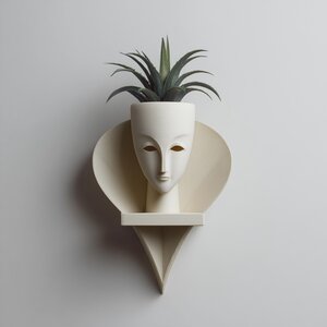 Wall Mounted Face Planter Shelf | 3D Printed Sculptural Wall Decor with Integrated Pot | Minimalist Artistic Wall Shelf for Modern Interiors