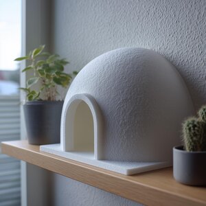 Cute Igloo Dome Shelf Decor | 3D Printed Minimal Winter House Display | Modern Desk or Bookshelf Accent for Cozy Nordic Interiors Decor