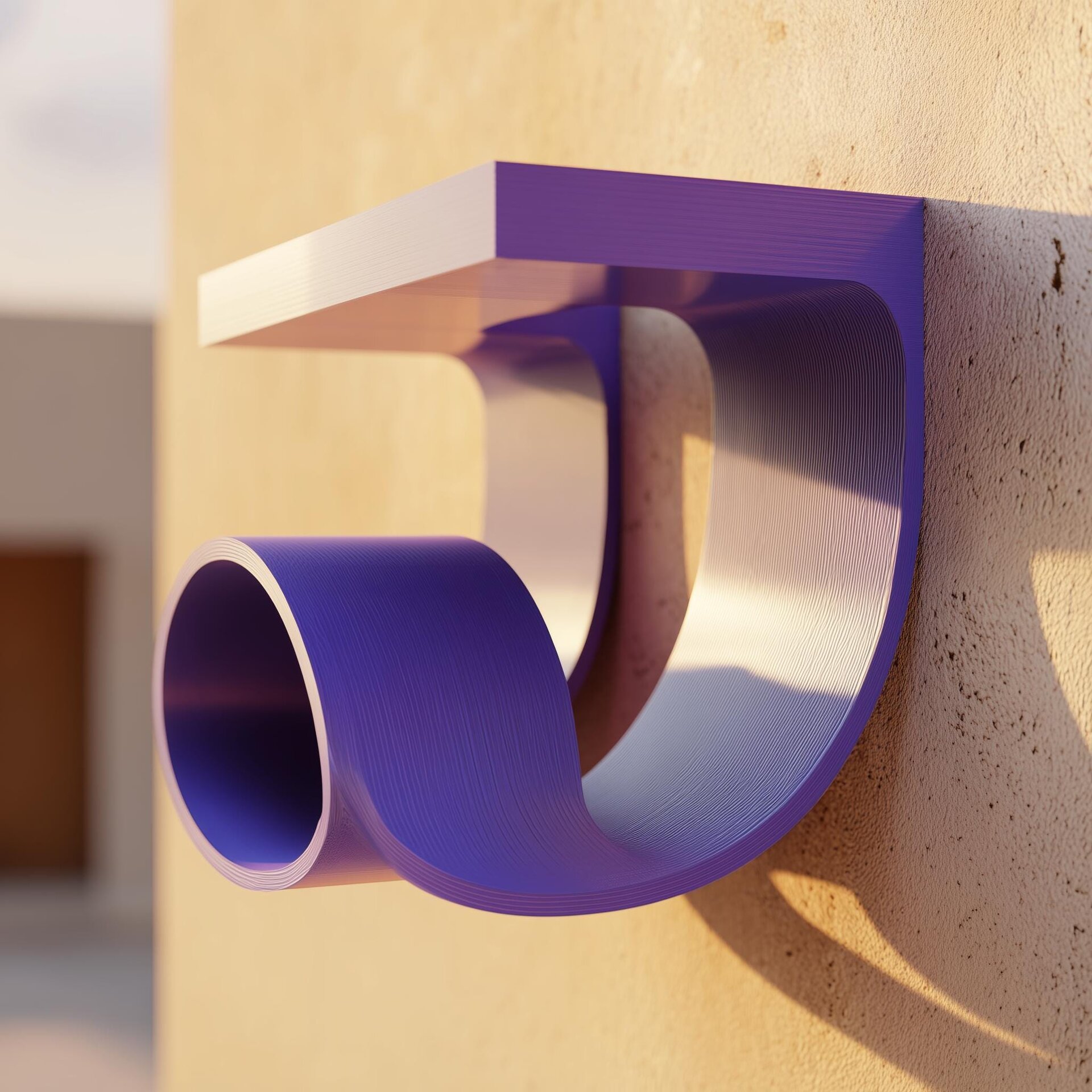 3D Printed Wall Mounted Modern Loop Shelf | 3D Printed Sculptural Wall Decor Shelf |Minimalist Floating Art Shelf for Contemporary Interiors