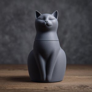 Cat Pet Ashes Urn | 3D Printed Minimal Memorial Keepsake with Serene Cat Sculpture | Modern Cremation Decor, Pet Remembrance Sympathy Gift