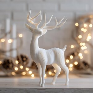 3D Printed Deer Sculpture | Minimalist Reindeer Figurine | Modern Holiday Home Decor