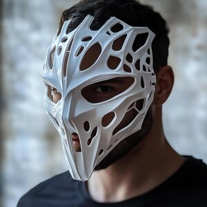 Biomorphic Cyberpunk Warrior Mask | 3D Printed Futuristic Skeleton Mask | Sci-Fi Cosplay Mask