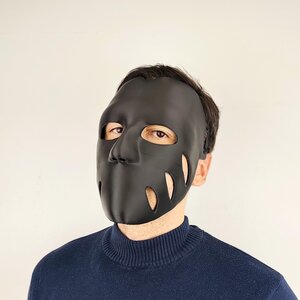 Black 3D Printed Face Mask | Lightweight Cosplay Mask | Horror Costume Mask