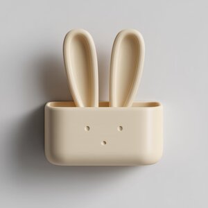 3D Printed Bunny Wall Organizer Shelf | Cute Rabbit Ears Entryway Storage Pocket | Minimal Decor Accent for Cozy Nursery Kids Room and Home