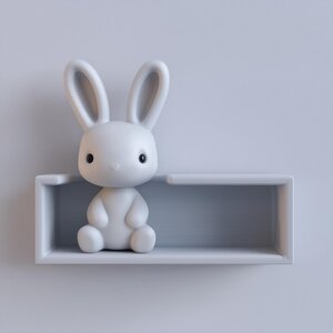 3D Printed Bunny Wall Shelf | Minimalist Kids Room Floating Ledge | Modern Nursery Decor Accent for Toys