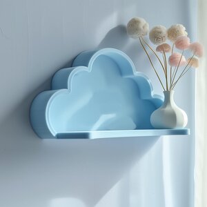 3D Printed Cloud Wall Shelf | Modern Minimalist Floating Shelf Design | Unique Whimsical Home Decor